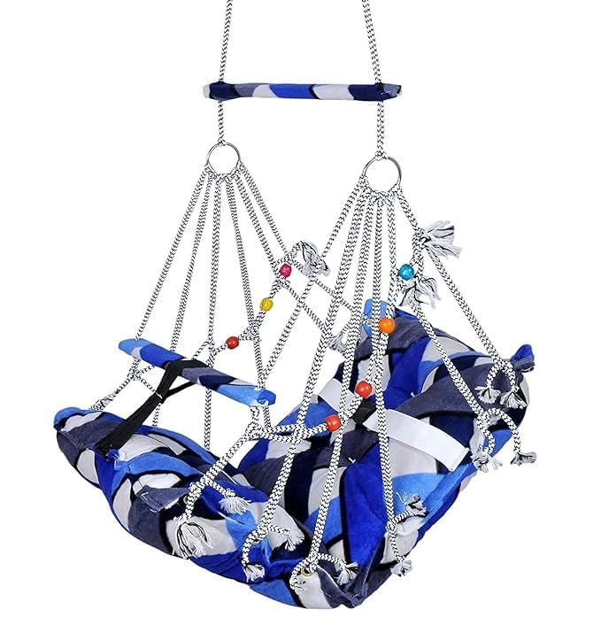 Swing for Kids Jhula Foldable, Portable Swing for 0-3 Years Kid with Safety Belt Gentle Soft Cover with Filler for Soft Skin Hanging Indoor Outdoor Swing. - Image 7 thumbnail