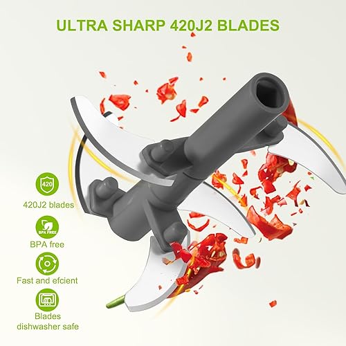 Miniatura 5 de Procesador manual de alimentos, picadora de verdura portátil a cuerda, para picar ajo, cebolla, jengibre, frutas, frutos secos, hierbas, etc., 900