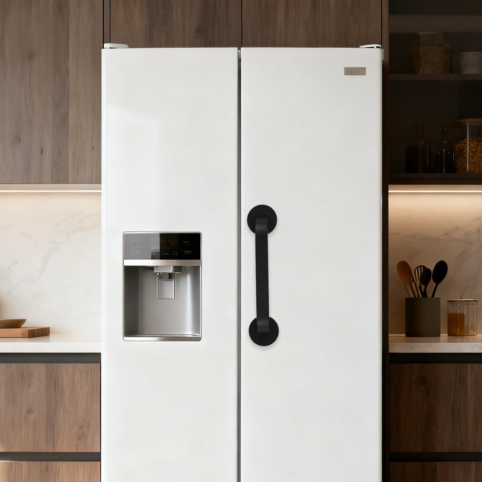 Tirador magnético inclinado de aluminio e imán para frigorífico, lavadora, microondas, robusto y versátil con diseño ergonómico, color negro