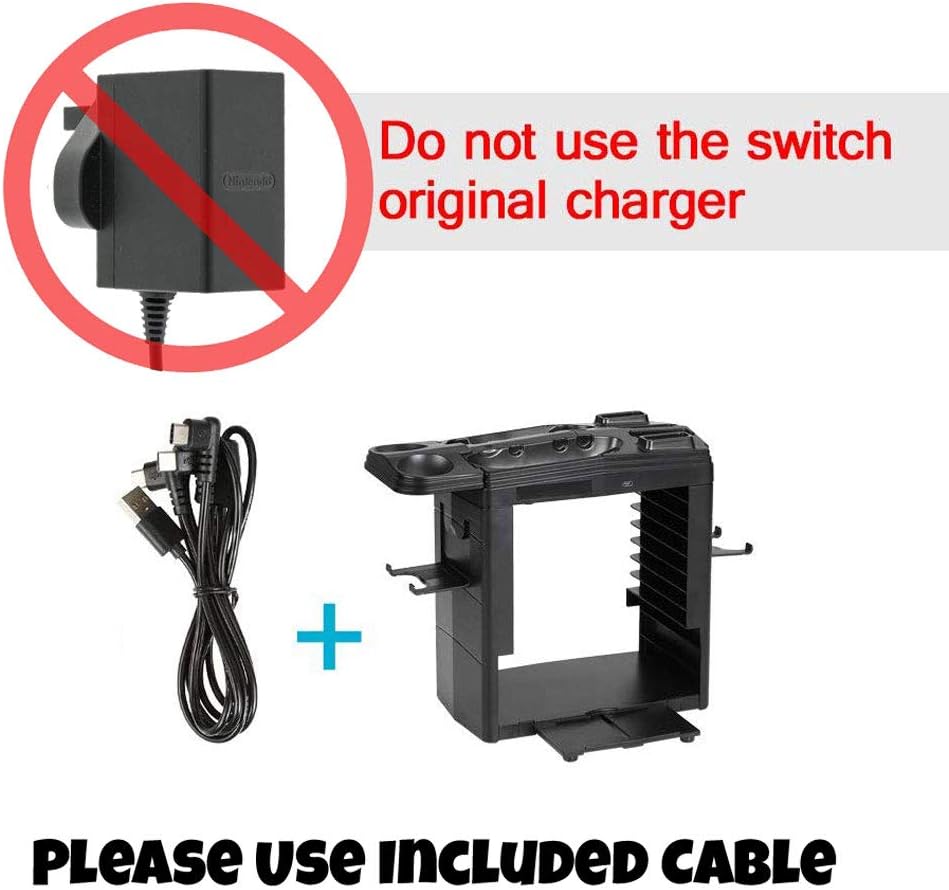 Skywin Switch Controller Charging Dock for Nintendo Switch - Charge Display and Organize Joy-Cons Pro Controllers Charging Grip Poke Balls Game Boxes Game Cards Switch Dock