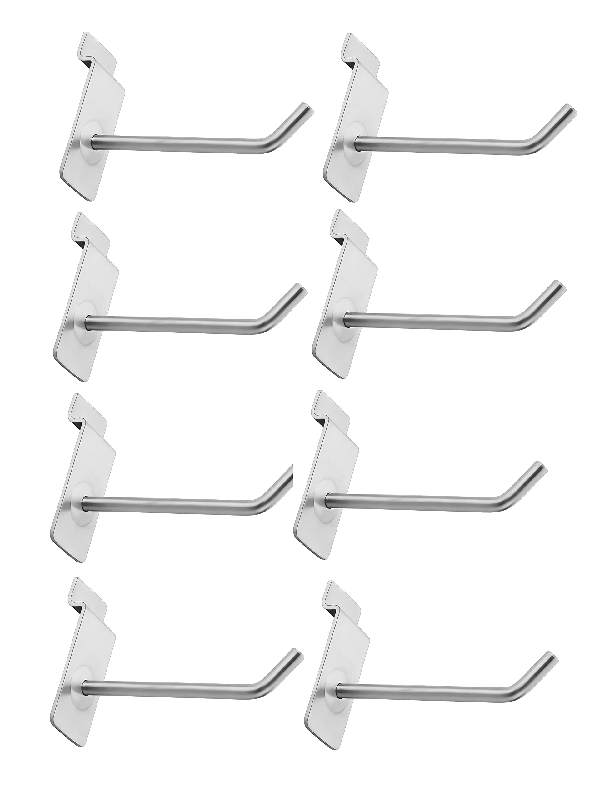 Stainless Steel Slatwall Display Hook Hanger for Showroom/Mobile Shop/Wall Mount/Clothes, with Hardware Fittings, Slat Panel Display (8 Inch) Pack of 8-image-42