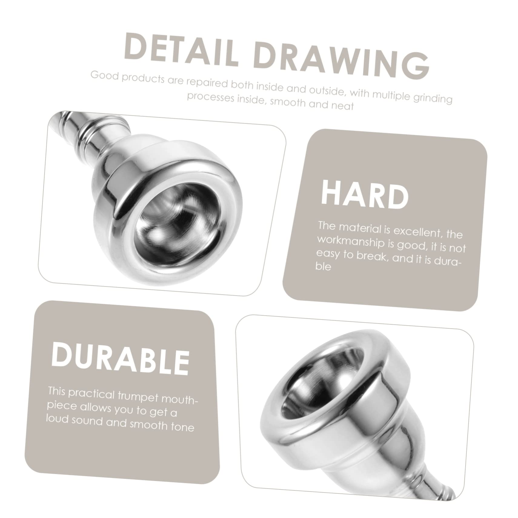 NULYLU Beautiful Silver Trumpet Mouthpiece Replacement Part for Trumpet Instrument