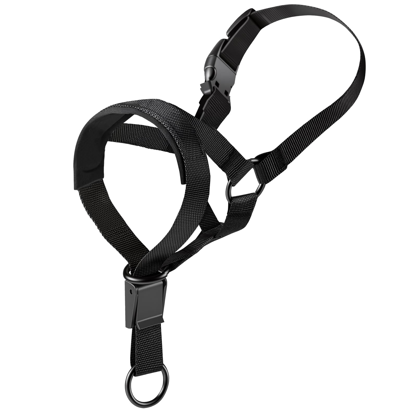 ILEPARK Dog Head Collar with Adjustable Chin Clip, Head Harness for Dogs to Stop Pulling, Soft Padded & Easy Controand comfort during daily walks (M, Black)
