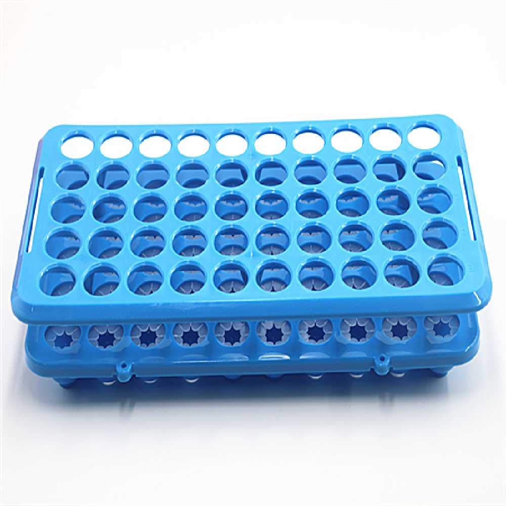 Porta Provette Multifunzione 50 Fori 18 Mm – Rack Da Laboratorio In ABS Con Base In Silicone