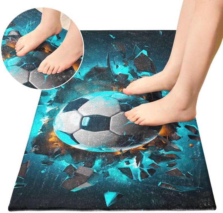 Miniatura 4 de Alfombra antideslizante para pelota de fútbol, súper absorbente, antideslizante, lavable, para puerta interior, 39 x 20 pulgadas