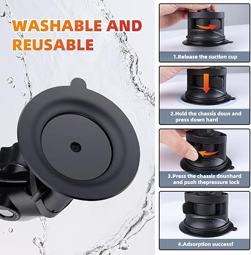 Miniatura 5 de Soporte de ventosa para parabrisas de automóvil con rotación de 360° para GoPro Hero 10 9 8 7 6 5 4 3 DJI OSMO cámara de acción, mayor potencia de