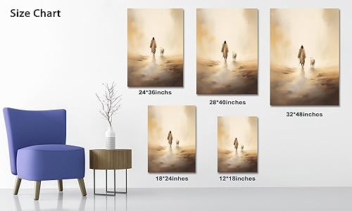 Miniatura 4 de Lienzo decorativo para pared de Jesús y cordero, Jesús corriendo después de la imagen del cordero perdido, Jesús deja los 99 religiosos arte de