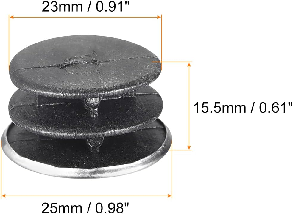 HARFINGTON Post End Cap Cover, 8pcs 25mm(1") Fence Post Cap Steel Head Round Pipe Tube Cover Insert Plug for Guardrail Railing, 23x15.5mm(IDxH)