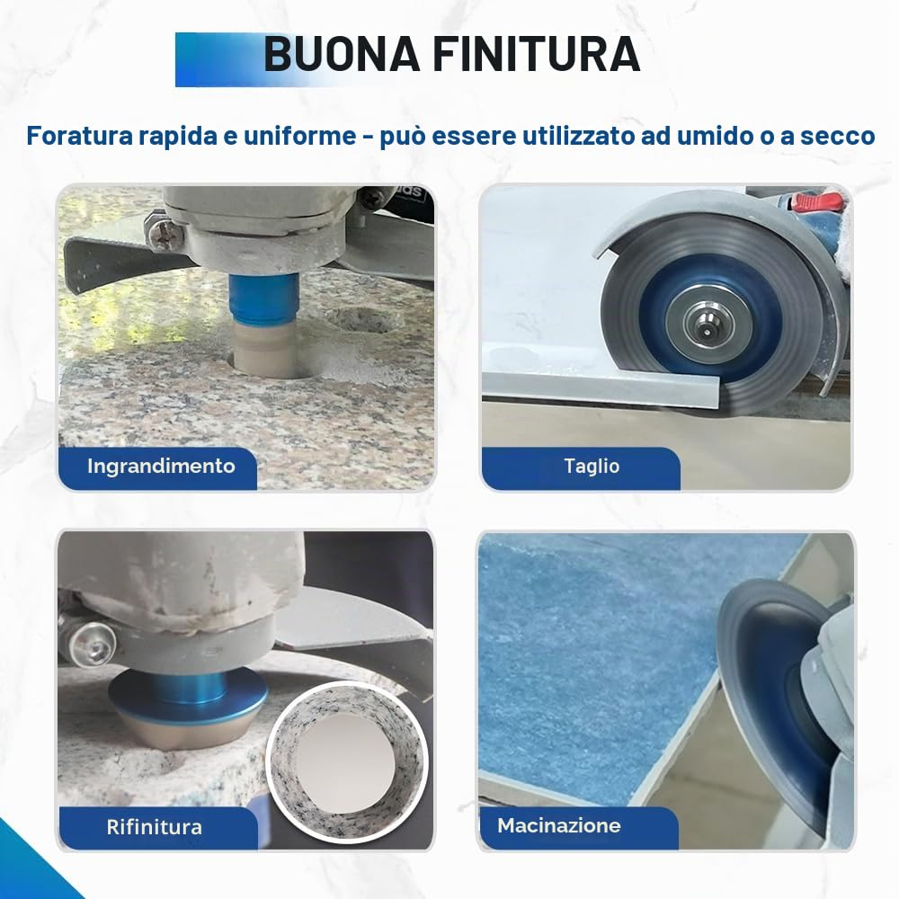 Punte Diamantate frese diamantate - 6/8/10/20/35/50/68mm tazze per piastrelle, 10mm Fresa,50mm Punte Smusso per Porcellana Piastrelle Ceramica Marmo Granito