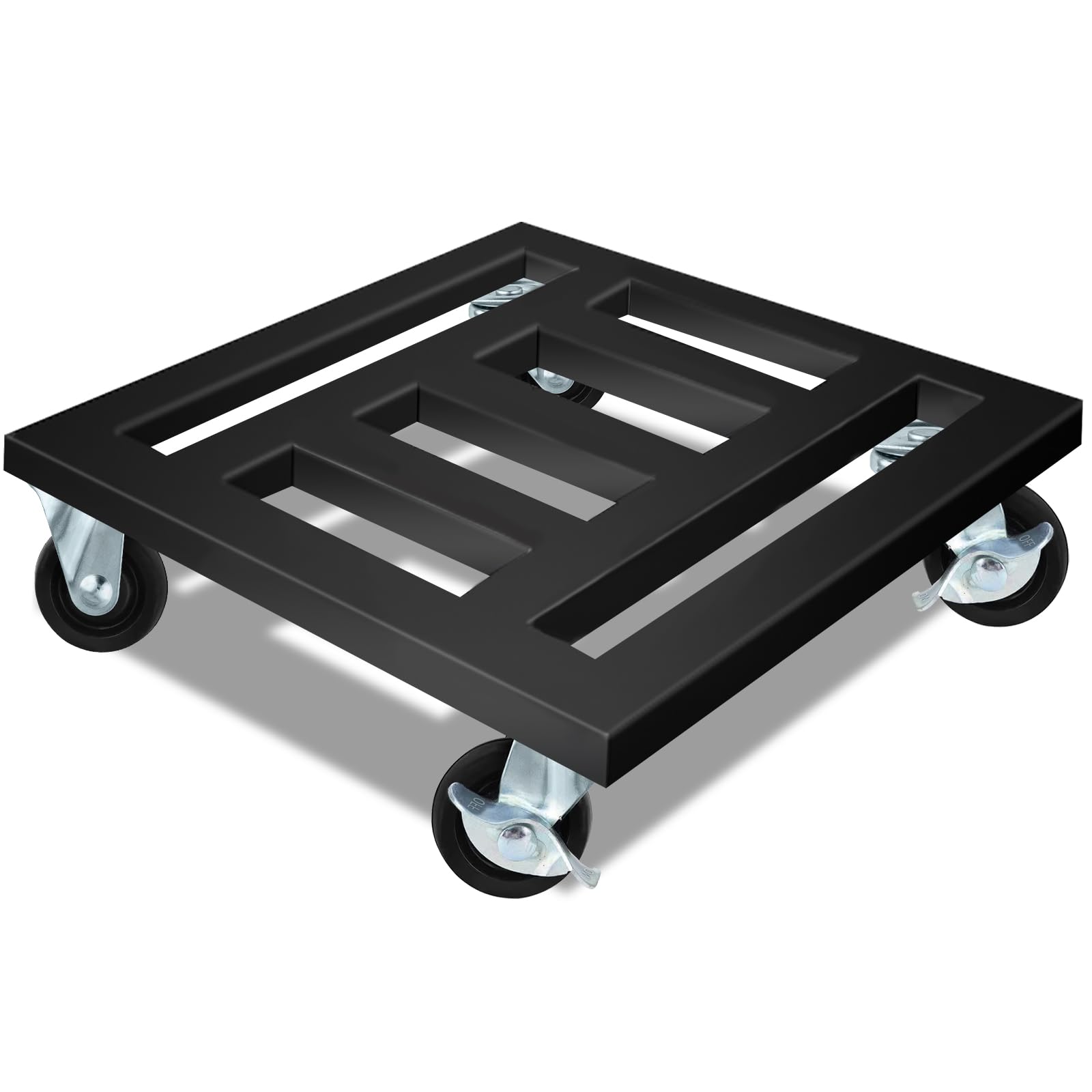 LUBORN 16'' Plant Caddy with Wheels, Heavy Duty Metal Rolling Plant Stand Indoor Outdoor, Square