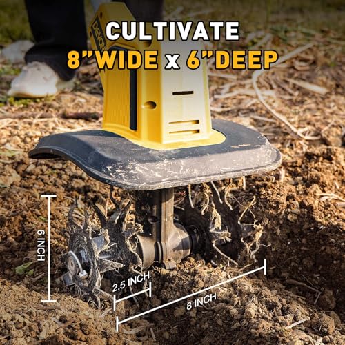 DEVONIC Cordless Electric Garden Tiller 21V 330RPM