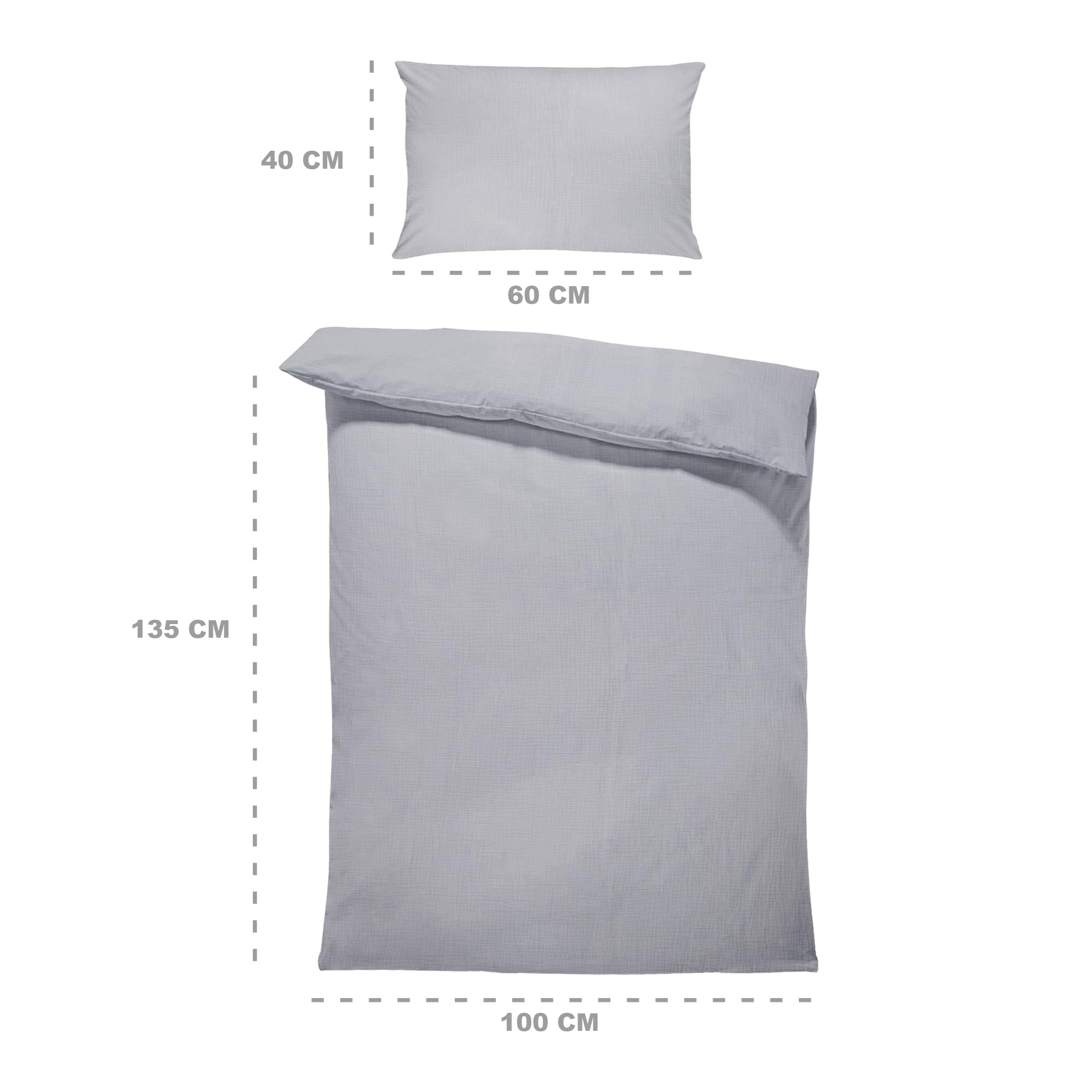 Totsy Baby Children's duvet cover Muslin 100 x 135 cm - children's bed linen set with pillowcase 60 x 40 cm Gray - Image 3
