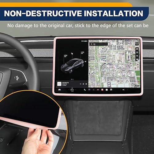 Miniatura 4 de Middrivr Marco Protector de Pantalla Compatible con Model 3 Model Y 2019-2024, Marco Protector de Borde de Pantalla de Silicona, Accesorios de