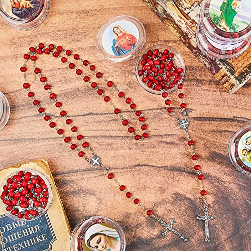 24 Pcs Rose Scented Catholic Rosaries Necklaces Wooden Beads Rosary Necklace Religious Rosary Jesus Cross Catholic Gifts Holy Rosaries in Bulk with Gift Boxes for Prayer Men Women4