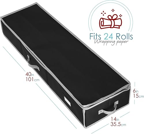 Miniatura 6 de Hearth & Harbor Contenedor de Almacenamiento de Papel de Regalo - Bolsa de Almacenamiento de Navidad con Bolsillos Interiores - Organizador