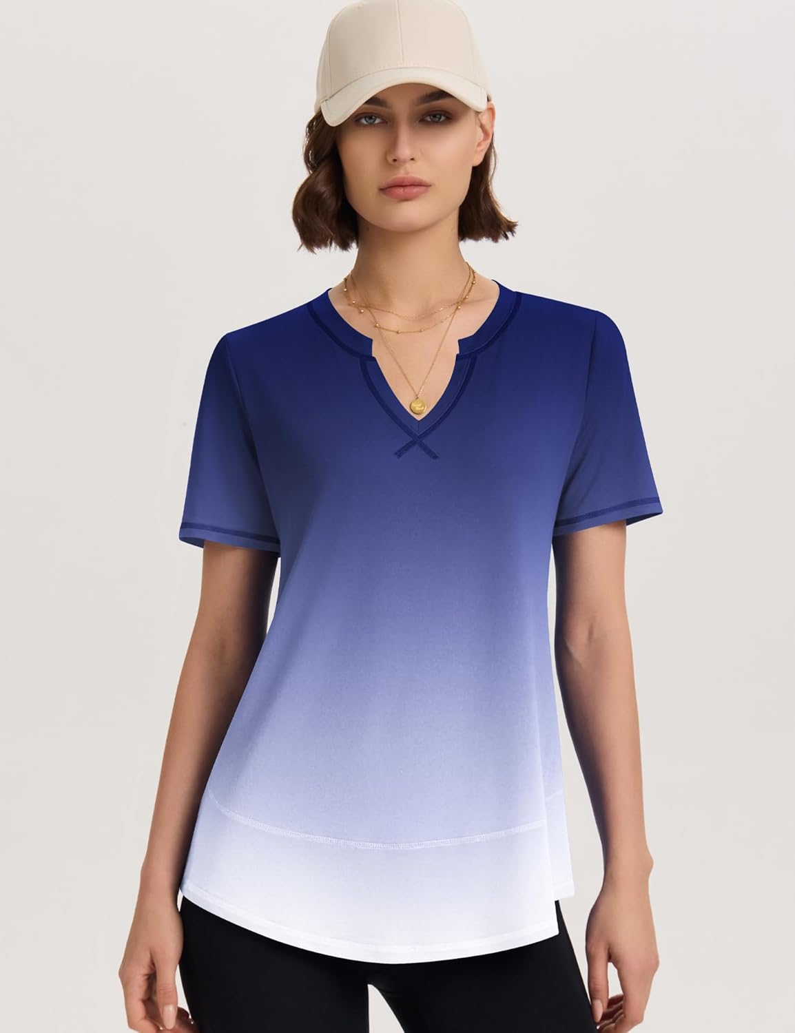 TCOT Workout Tops for Women V Neck Short Sleeve Hiking T-Shirts Yoga Shirts Athletic Top Exercise Shirt - Image 3