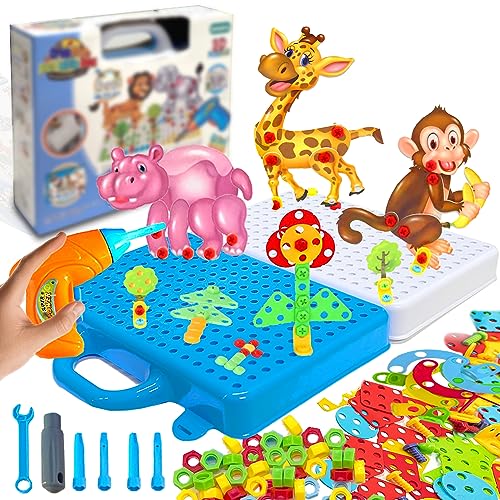 kidoloop 210 Pcs Kids 3D Creative Building Block Toolset with Electric Drill and Dinosaur, Construction Kit for Boys and Girls 3 Years and Above, Educational STEM Brick Block Playset Kit