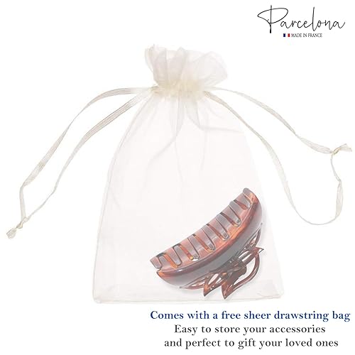 Miniatura 8 de Parcelona Pinza de pinza de celuloide marrón para cabello largo y fino