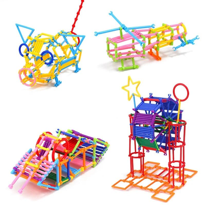 VGRASSP 175 Plus Pieces Magic Building Stick Kit Blocks Toy for Kids | Connector Set for Innovative Shapes and Designs | Creative Colorful Straw Puzzle Kit (B07TBN6WWT) Amazon Price History, Amazon Price Tracker