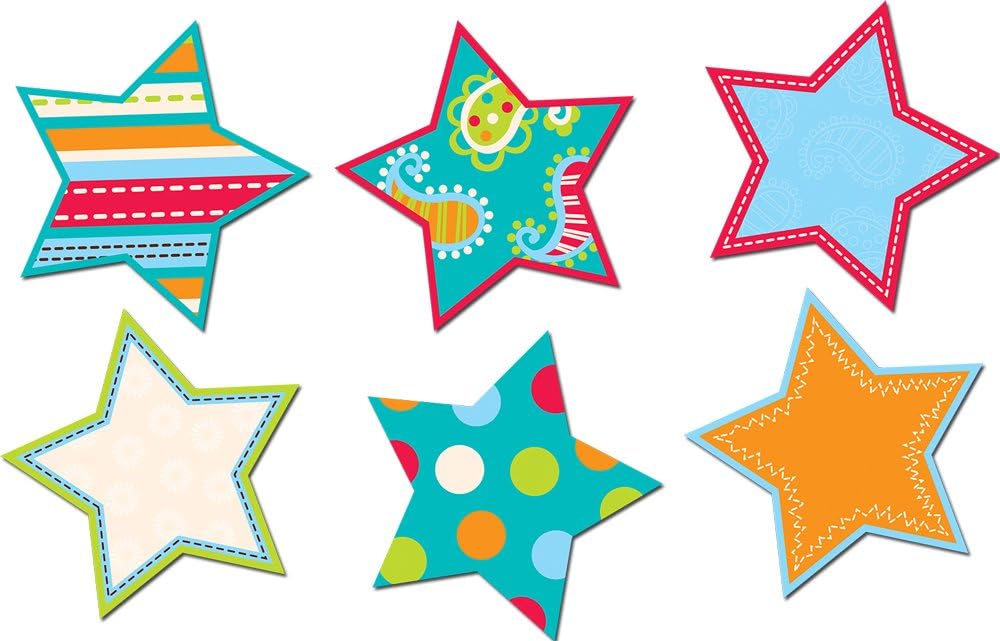 Creative Teaching Press 6-Inch Designer Cut-Outs, Dots on Turquoise Stars (6482),MULTI/TURQUOISE