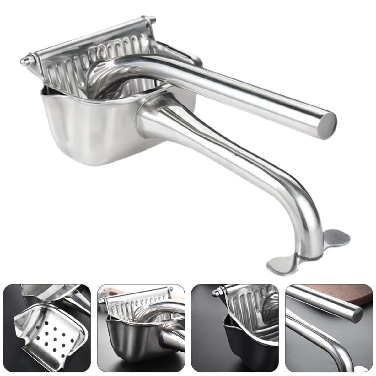 Gatuida Spremiagrumi Manuale Argento in Acciaio Inox, Spremi Frutta a Mano Manico Confortevole, Facile da Pulire, per Uso Domestico e Agrumi