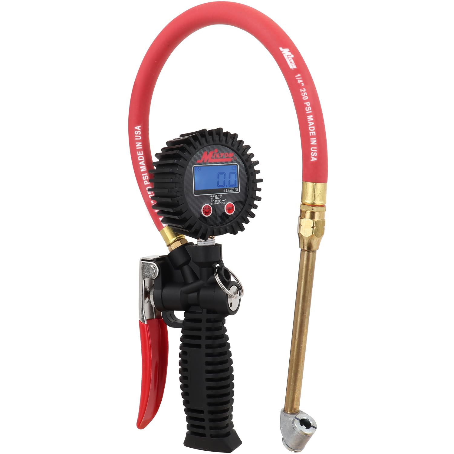 Milton S-576D Pro digital tire inflator gauge with dual head chuck