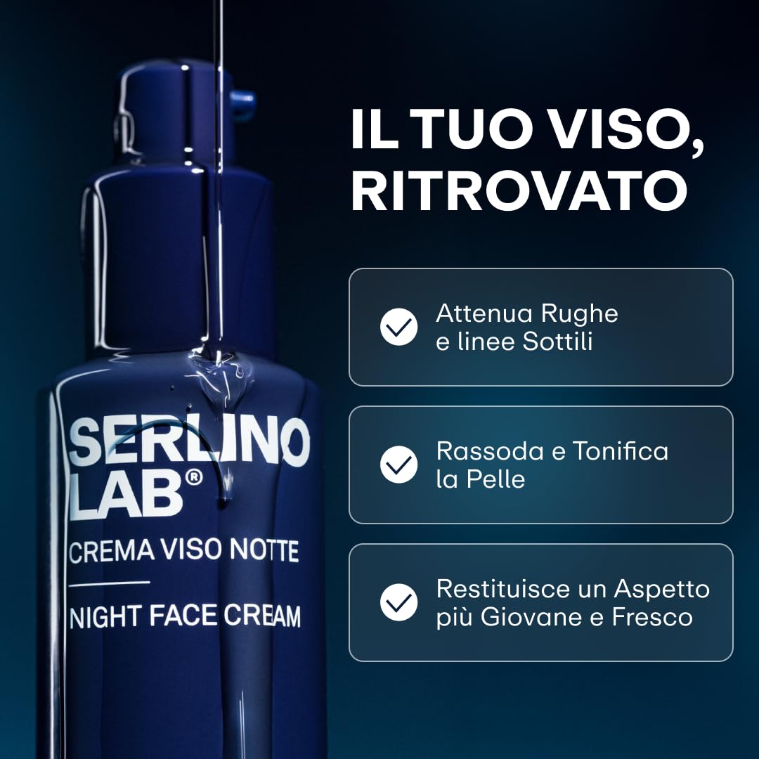 SERLINOLAB Crema Viso, idratante con Retinolo, Acido Ialuronico, Effetto Rinfrescante, Riduce Rughe e Macchie, Rende la Pelle Elastica e Luminosa