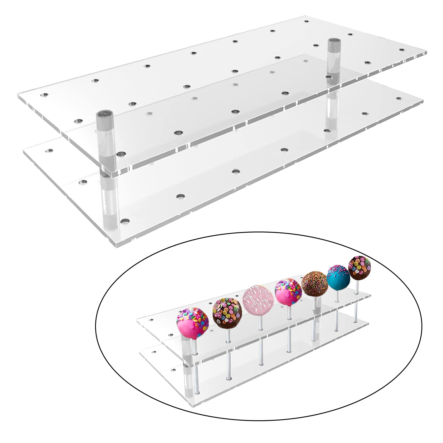 Clear Acrylic Cake Pop Stand Display for Weddings Showers Birthday Parties Anniversaries Halloween Candy Decorative Lollipop Stand,Cake Pop Display Stand,Clear Lollipop Holder