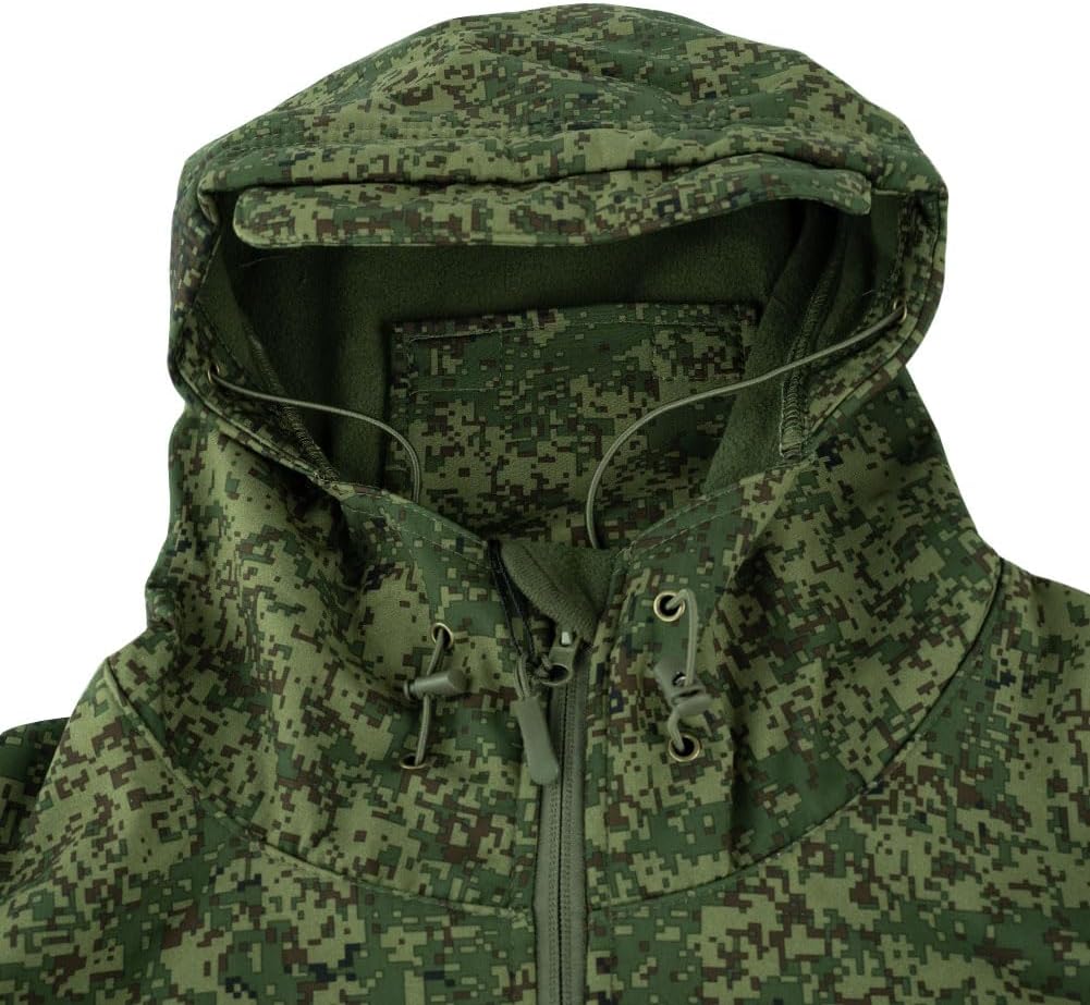HARGLESMAN Men's Outdoor Waterproof Soft Shell Hooded Fleece Military Functional Keep Warm Jacket