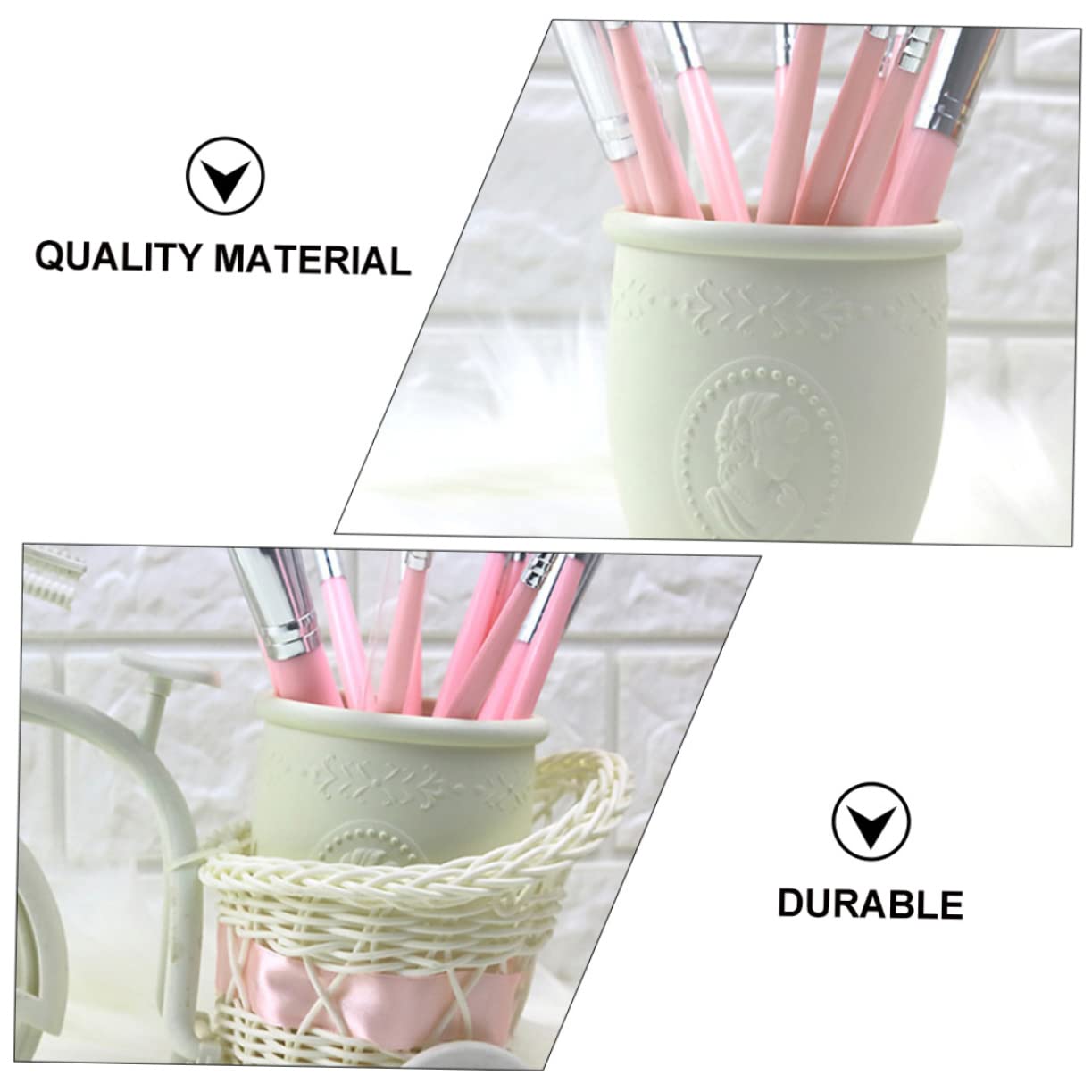 Uonlytech 3 Pièces Organisateur de Pinceaux de Maquillage Or Rangement Créatif pour Bureaux et Écoles Support de Stylos et Accessoires Design Élégant et Pratique