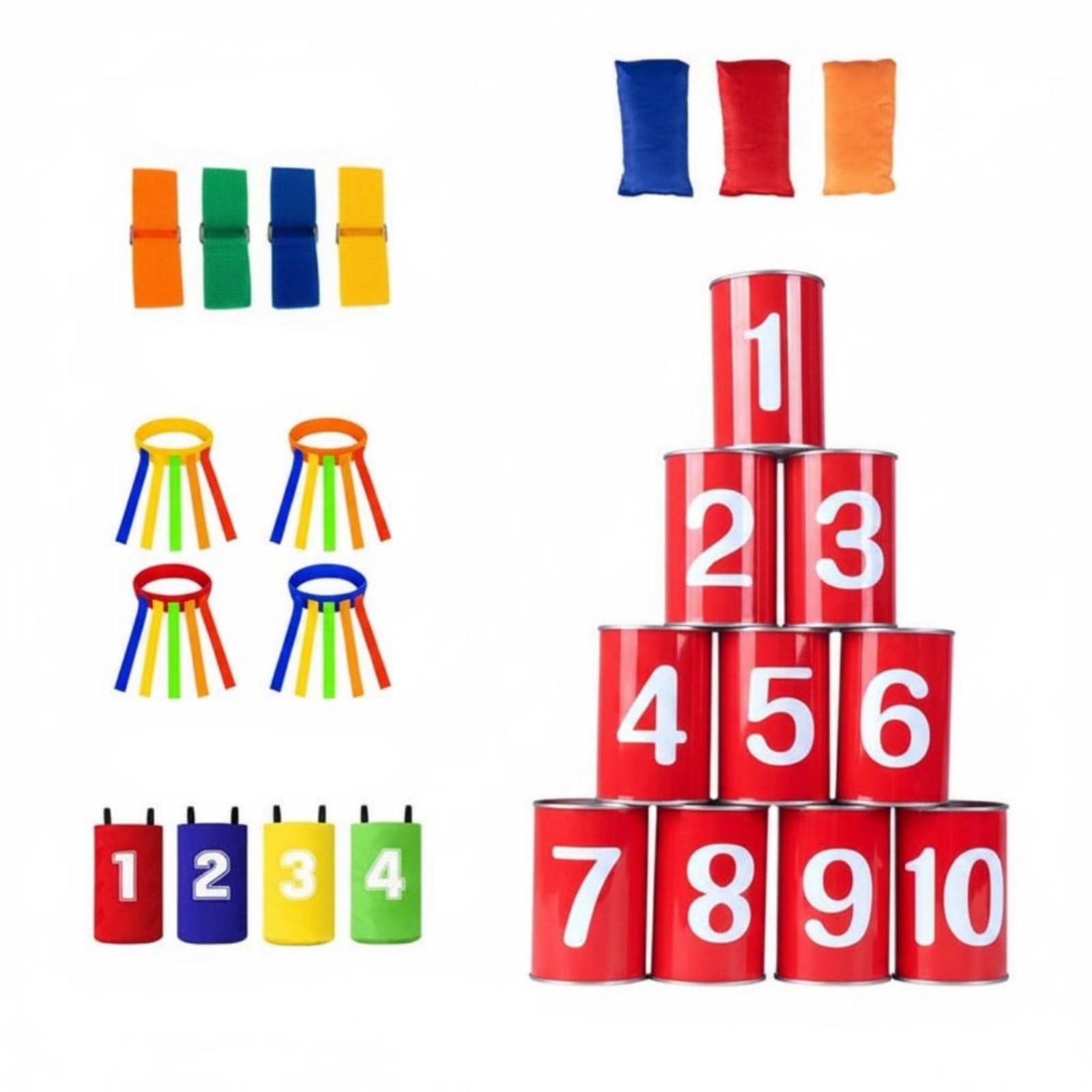 Kinder Spiel Dose Blechdosenwurf Wurfbeutel Lernspiel Motorik Entwickeln aus Festem Tinplate für Festveranstaltungen, Style to 2