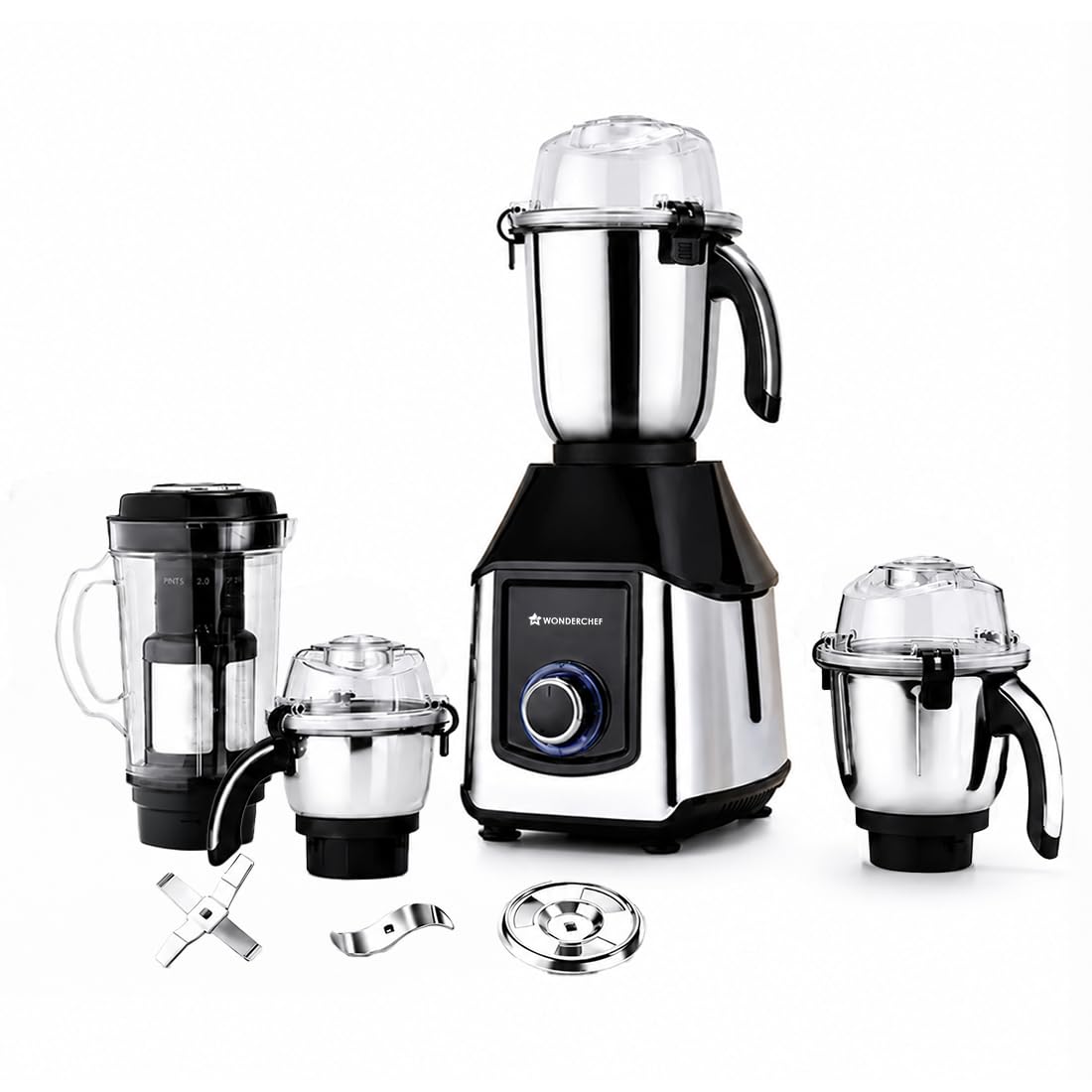 Wonderchef Inox 1000W Mixer Grinder with 4 Stainless-steel Jars, Special Blade for Silbatta Khada Masala Grinding, Mincing & Whisking, For Grinding, Blending Chutney, Idli/Dosa Batter, 2-Yr Warranty-picture-26