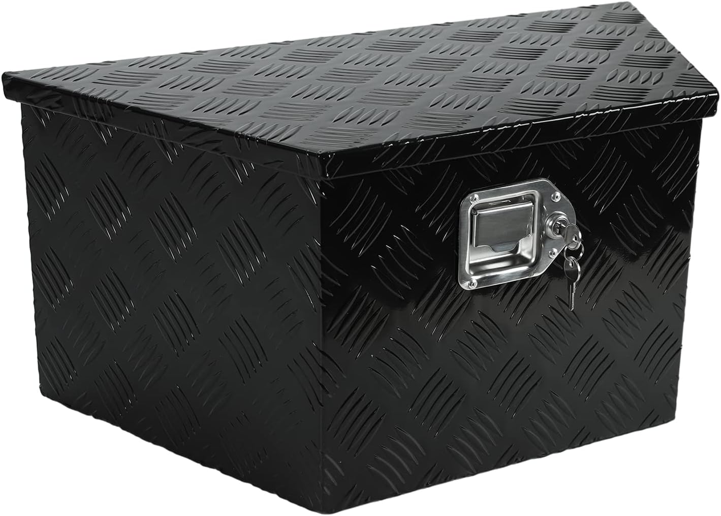 26" Aluminum Trailer Tongue Tool Box, Heavy Duty Pickup Truck Bed & RV Storage Toolbox, Black Diamond Plate with Lock & Keys, 26 x 11.8 x 12 Inch