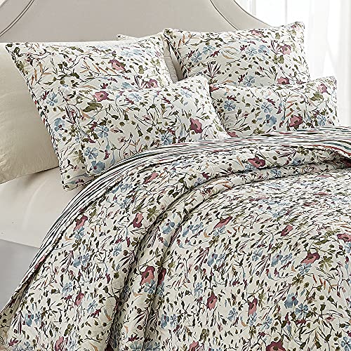 PimpamTex – Colcha Bouti Estampada Reversible para Cama – (240 x 270 cm, Ñoke índigo)