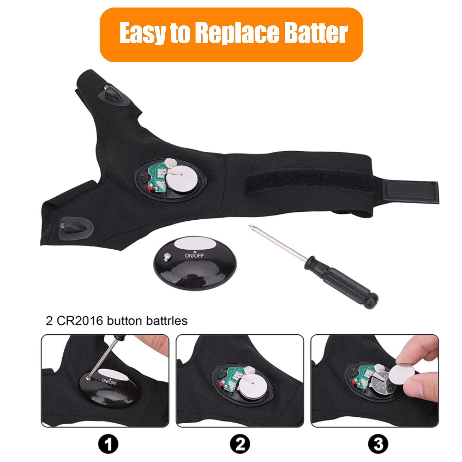 Cadeau Homme Gants LED Lumineux - Gants Lampe Poche Pêche Réparation Avec Lumière, Idéal Noël Anniversaire Papa