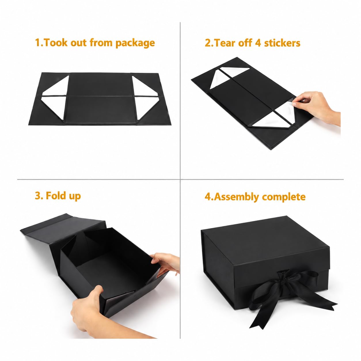 Aakriti Gift Box Large | 26 x 26 x 10 cm Hamper Boxes for Gifts, Chocolates & Jewellery | Empty Gift Boxes with Satin Ribbon | Black Luxury Packaging 3