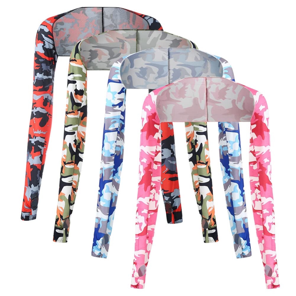 Eforcase 4 Pairs Women Cooling Shawl Arm Sleeves Sun Protection Shrug Shawl Sleeves Arm Cover for Golfing, Driving, Riding