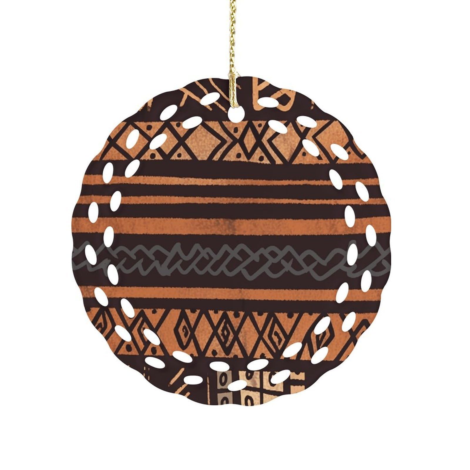 African Mud Cloth Tribal Christmas Ornament Holiday Hanging Decoration Xmas Tree Keepsake Personalized Xmas Tree Ornament Round Ceramic Ornaments for Keepsake Gifts Ideas Home Decor