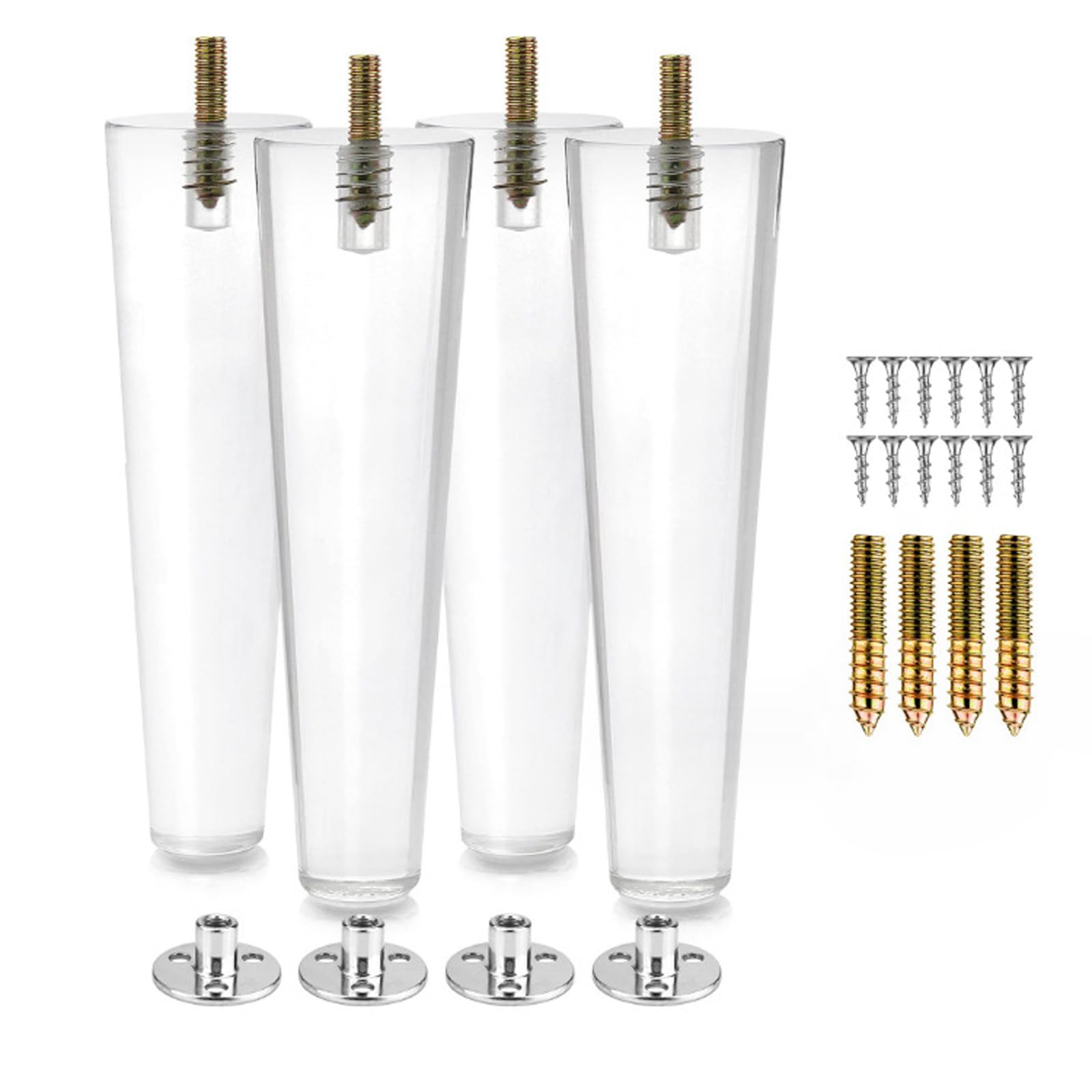 Gambe di ricambio per tavoli in acrilico, Confezione Da 4 Gambe for Mobili In Acrilico Trasparente L50xH(100-400) mm(W 50 x H 100 MM)