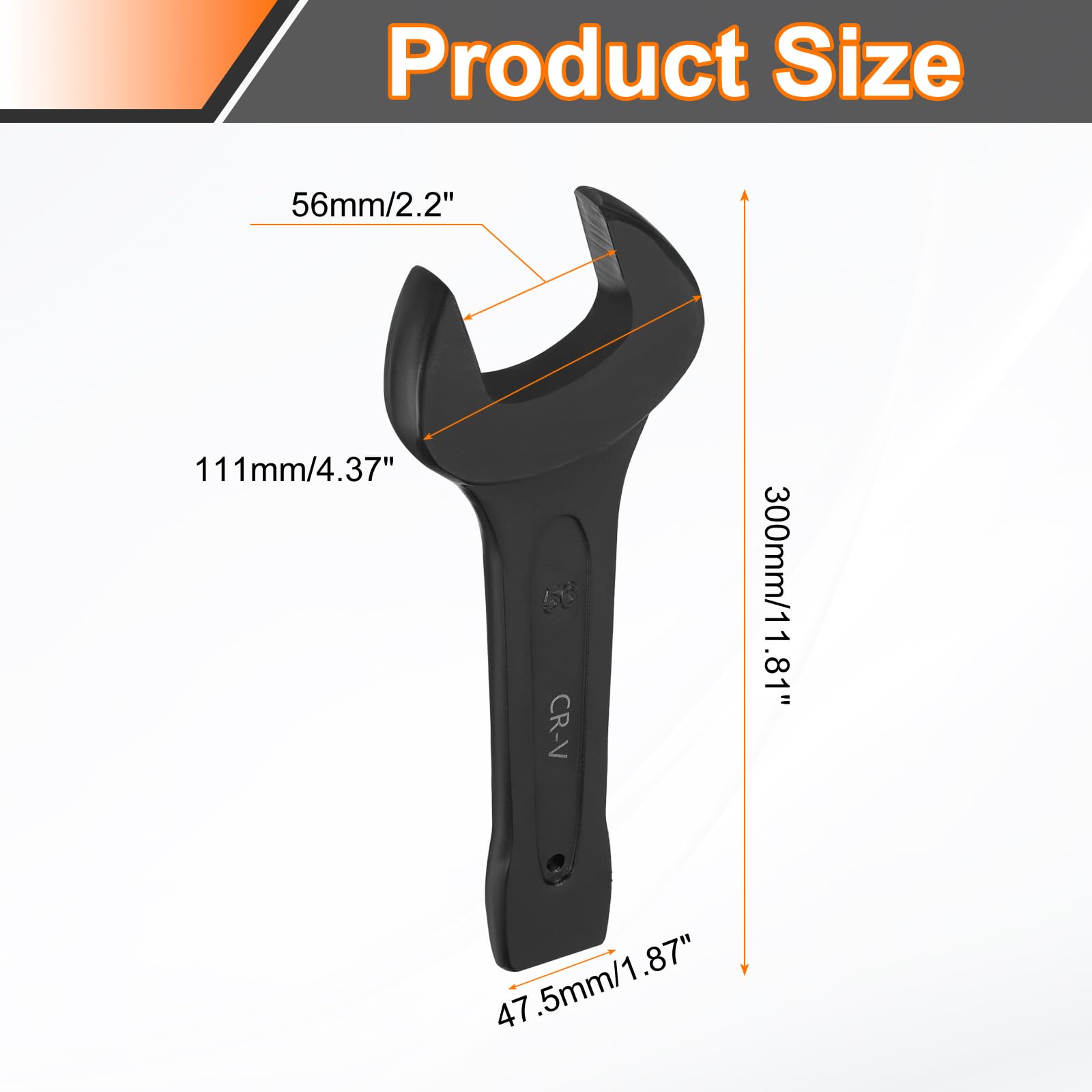 QUARKZMAN Llave De Golpe De Extremo Abierto 56mm Métrica CR-V Acero Llave Fija De Un Extremo Pintura Horneada Cabeza En Forma De U Herramienta Manual Para Reparación Mecánica Automotriz