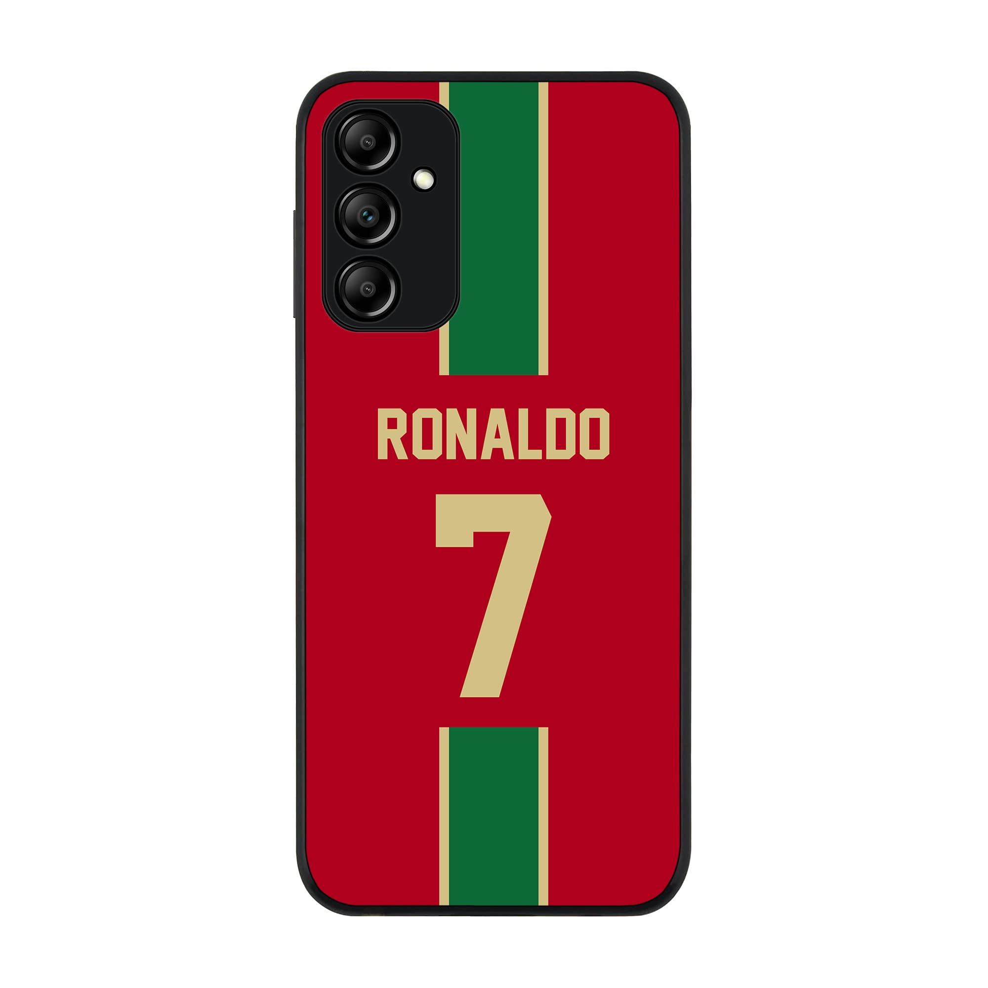 Stylizedd Rugged Black edge case for Samsung Galaxy A14 / A14 5G, Slim fit Soft Case Flexible Anti Drop TPU Gel Thin Cover - Football Team - Portugal, Player Name - Ronaldo