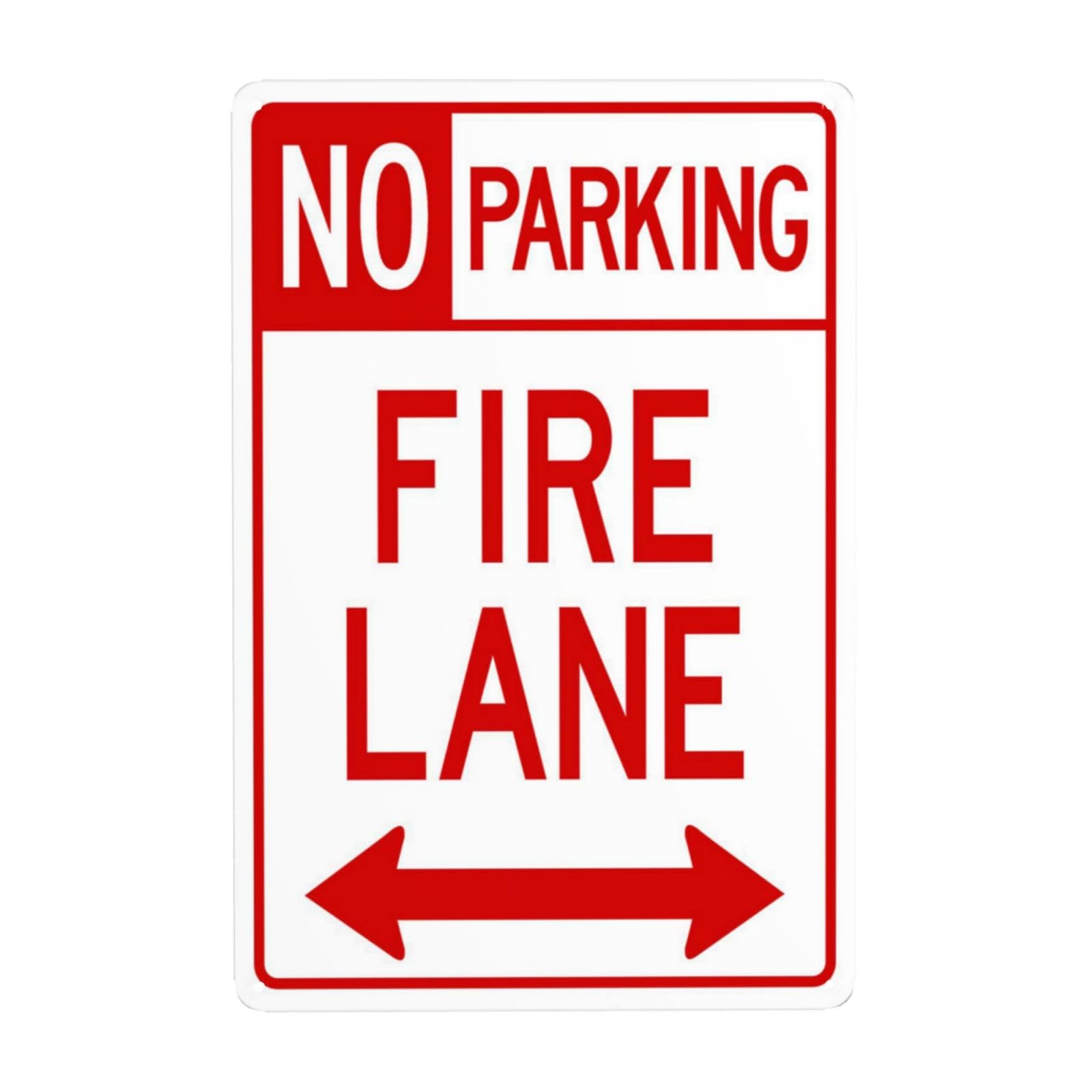 SMAZDFXX No Parking Fire Lane Sign, With Bidirectional Arrow Metal Warning Signs, Cautions Security Tin Sign, Safety Posted Signs for Street Business Wall Decor 8"x12"