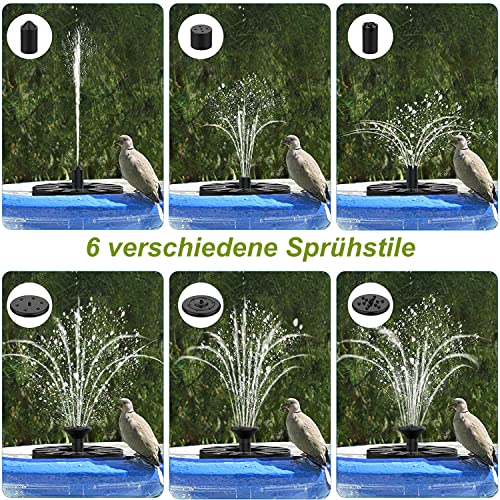 Solar Springbrunnen Teichpumpe für außen mit 6 Effekte Solar Wasserpumpe Solar schwimmender Fontäne Pumpe für Gartenteich Oder Vogel-Bad Fisch-Behälter 1W