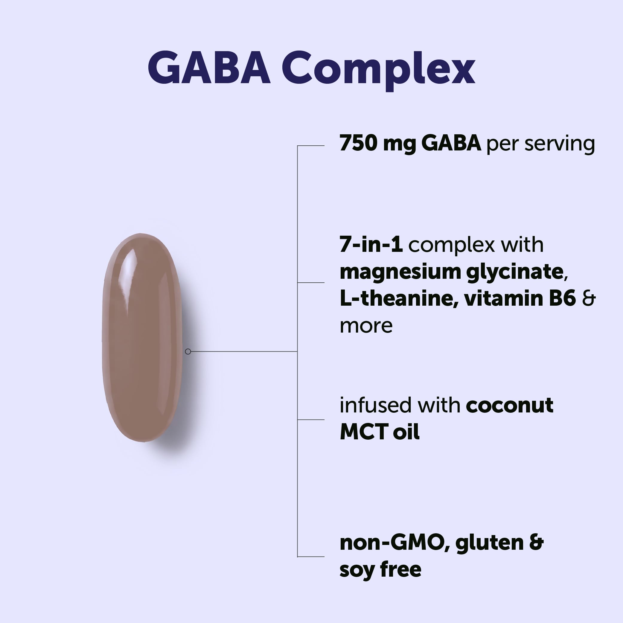 GABA 750mg Complex with Magnesium Glycinate, L-Theanine, Vitamin B6, 5-HTP — Amazon image 2