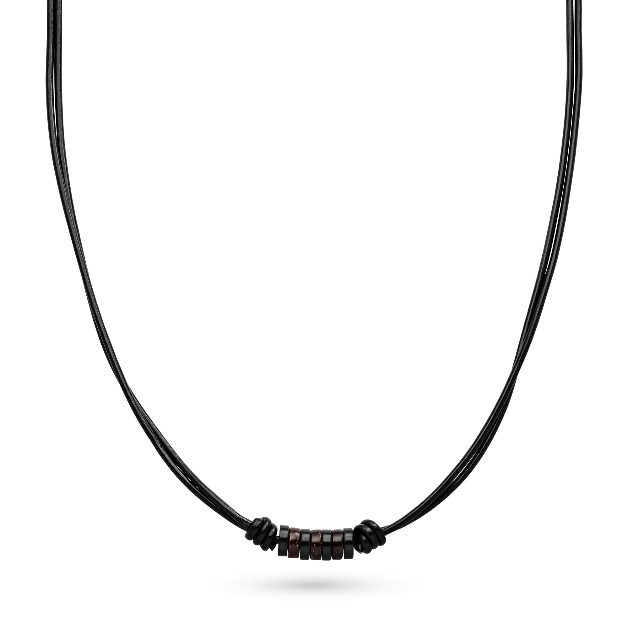 s.Oliver Herren Schmuck – Halskette & Armband aus Leder und Edelstahldetails mit Haizahnanhänger – Klassisch, Stilvoll und Maskulin – Perfekte Geschenkidee