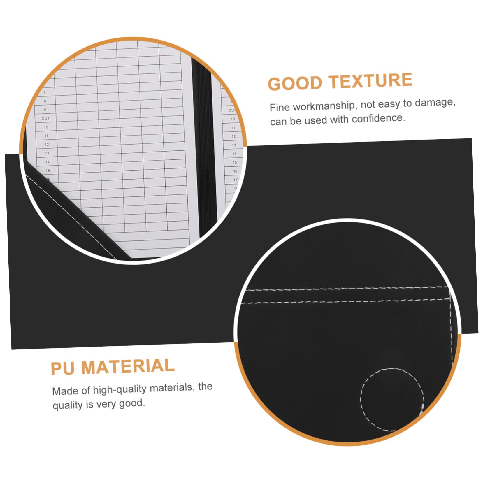 Cuaderno de Puntuación de Golf Diseño Compacto de PU Negro para Proteger Tarjeta de Puntuación y Resistente para Uso Durante el Golf