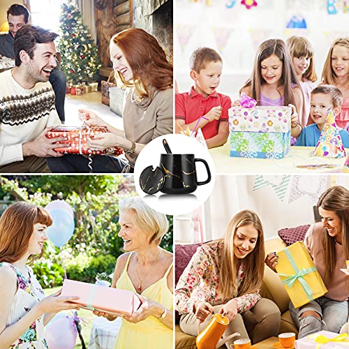 Regalos para mujeres, Regalos de cumpleaños para mujeres, Taza de café de cerámica jaspeada con tapa, Taza de café de cerámica y cuchara, Navidad, San Valentín, Día de la Madre, 12 oz/350 ml - Imagen 7
