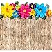 Canlierr 22 Pcs Hawaiian Beach Reed Backdrop with Hawaii Paper Flowers Decorations Set 71 x 43 Inch Hawaiian Reed Backdrop 3D Hibiscus Paper Flower Palm Leaves for Aloha Luau Party Decorations