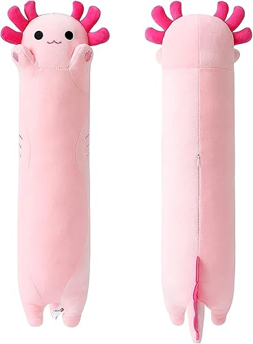 PEACH CAT Almohada de peluche de ajolote rosa lindo animal de peluche para niñas y niños de 34 pulgadas