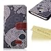Note 3 Case, Galaxy Note 3 Case - Mavis's Diary Fashion Style Wallet Type Flip Case PU Leather Magnet Card Holders Design Cover with Soft Clean Cloth for Samsung Galaxy Note 3 SM-N9000 - Flower Skull